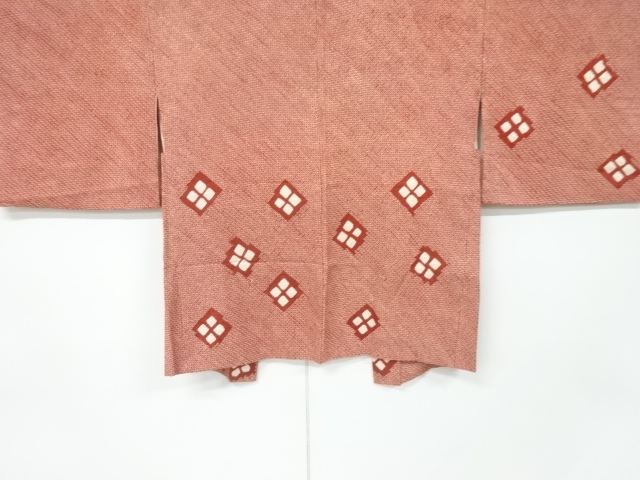 JAPANESE KIMONO / ANTIQUE HAORI / SILK / ALL SHIBORI / RHOMBUS FLOWER